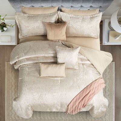 Allure Irena 10-Piece King Comforter Set 240X260 Cm Taupe